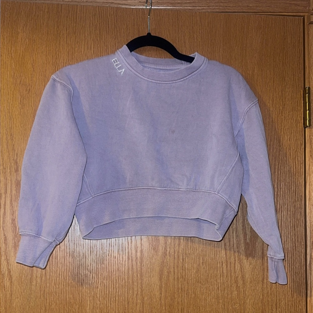 Zara Girls Lilac Purple Cropped Crew Neck Sweatshirt Size 9-10